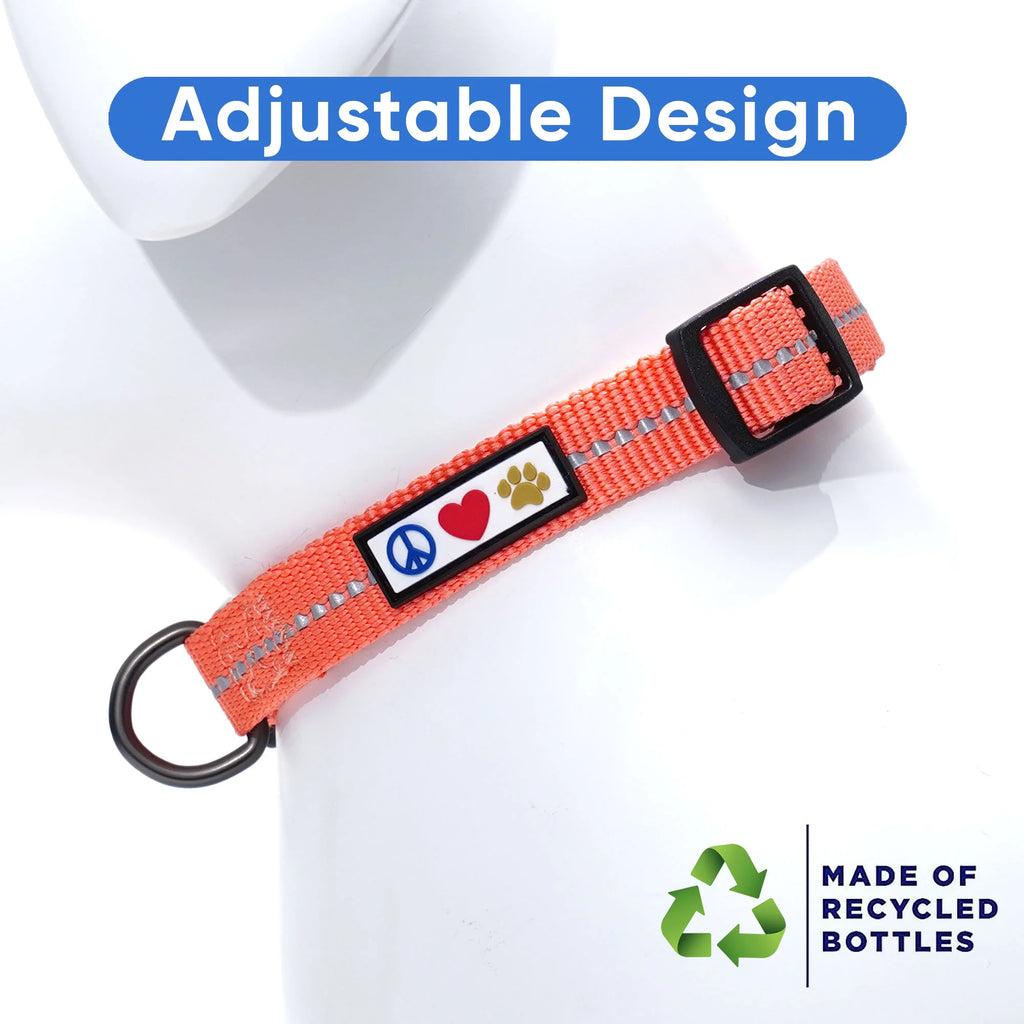 Eco-Friendly Reflective Coral Dog Collar for Small Puppies