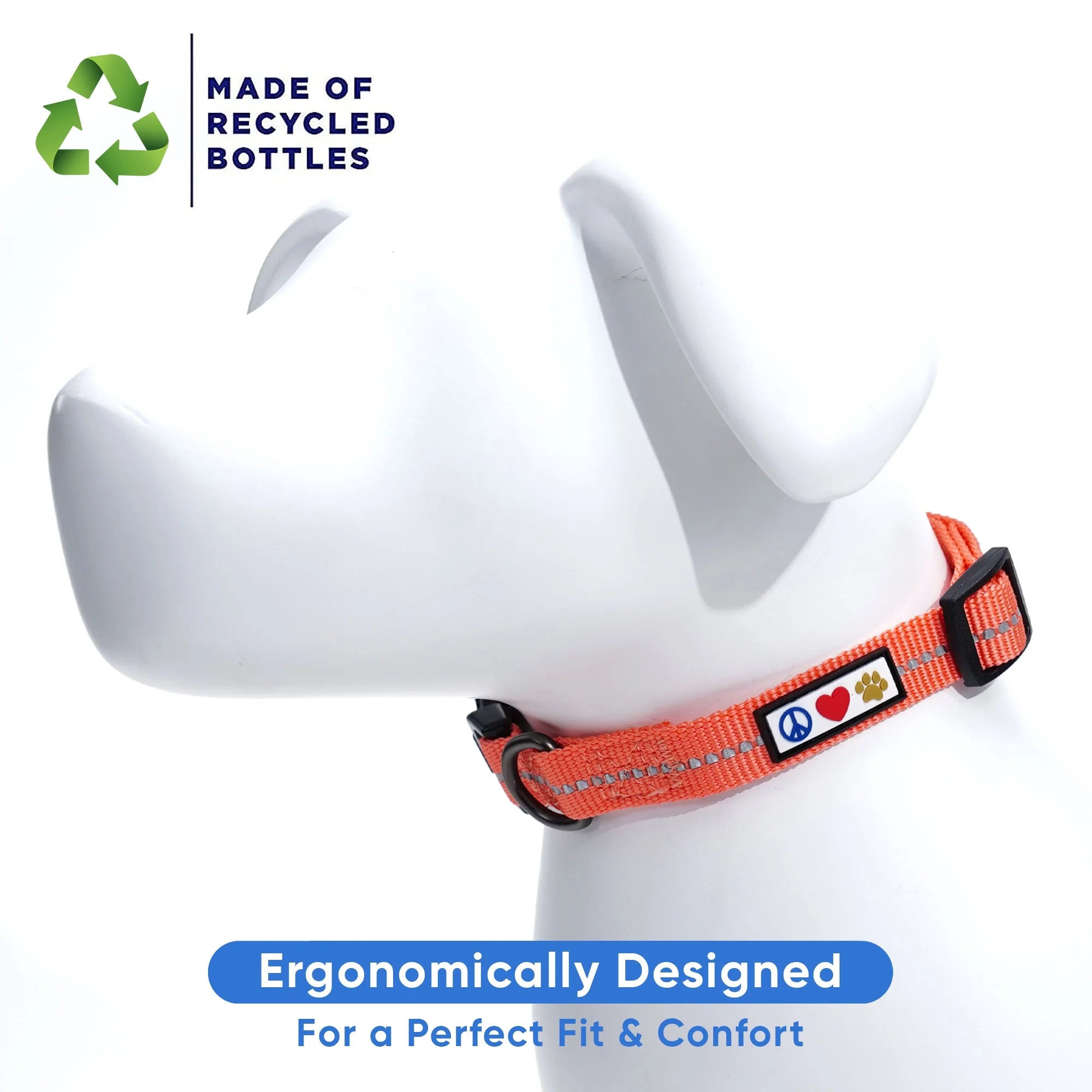 Eco-Friendly Reflective Coral Dog Collar for Small Puppies