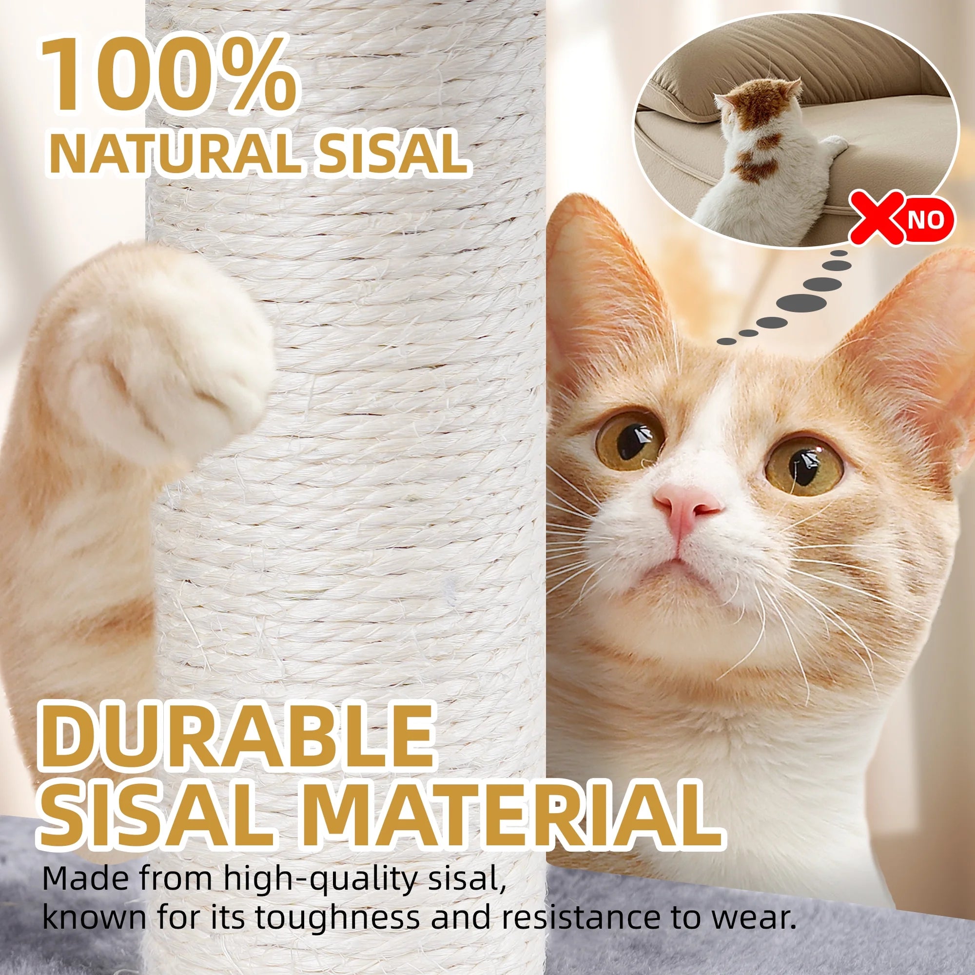 Deluxe 37.4'' Cat Tree Tower with Scratching Posts, Cozy Condo, and Two Hammocks - Stylish Grey Cat Furniture for Play and Relaxation